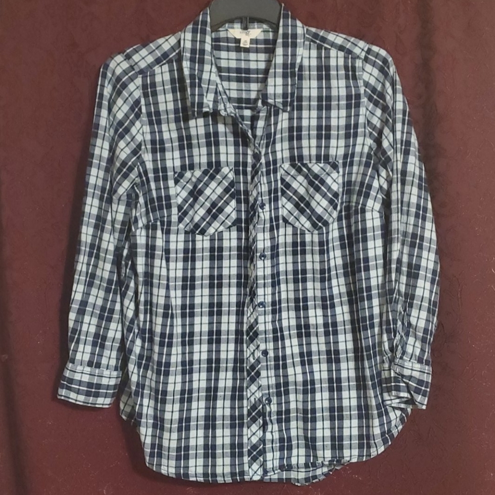 Terra & Sky plaid button down shirt
